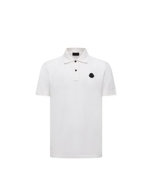 Moncler Piqué-Poloshirt Mit Logoaufnäher, Herren, Größe - Weiß