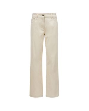 Moncler Hose Mit Geradem Bein Aus Baumwollgabardine, Damen, Größe - Natur