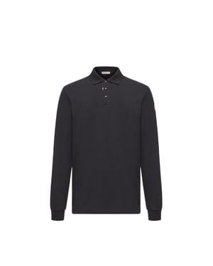 Moncler Moncler Polo En Piqué De Coton À Logo, Homme, Taille - Bleu