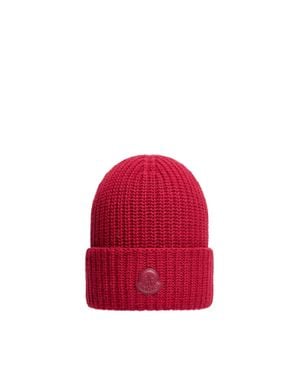 Moncler Moncler Bonnet En Laine Et Cachemire Mélangés, Femme, Taille - Rouge