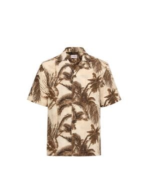 Moncler Moncler Cotton & Linen Blend Short Sleeve Shirt - Metallic