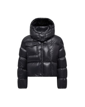 Moncler Erea Square-Quilted Hooded Short Down Jacket - Black