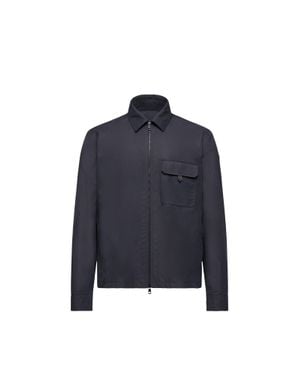 Moncler Moncler Leather Logo Cotton Blend Shirt - Blue