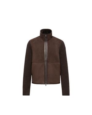 Moncler Moncler Wool Zip-Up Cardigan - Brown