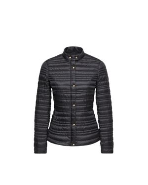 Moncler Moncler Catair Daunen-Bikerjacke Mit Gestreifter Steppung, Damen, Größe - Schwarz