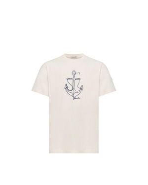 Moncler Moncler Embroidered Cotton T-Shirt - White