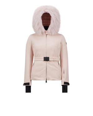 Moncler Bauges Hooded Shearling Ski Down Jacket - Pink