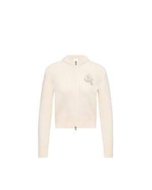 Moncler Cardigan Con Zip - Bianco