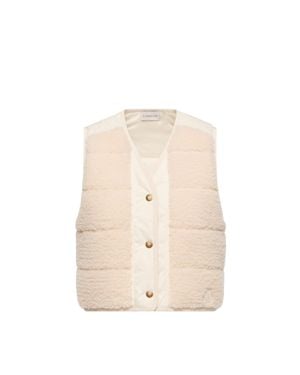 Moncler Moncler Fluffy Teddy Padded Gilet - Natural