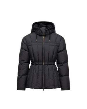 Moncler Moncler Estom Vertical-Quilted Hooded Short Down Jacket - Black
