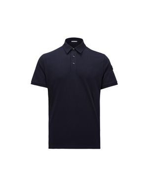 Moncler Cotton & Cashmere Polo Shirt - Blue