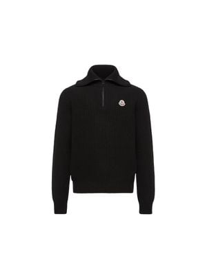 Moncler Moncler Rollkragenpullover Aus Rippen-Wollstrick Mit Logo, Herren, Größe - Schwarz