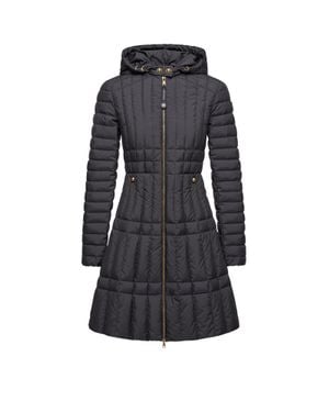 Moncler Moncler Menthelong Vertical-Quilted Hooded Down Jacket - Black