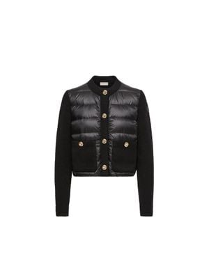Moncler Moncler Cardigan Matelassé En Laine Bouclée Mélangée, Femme, Taille - Noir