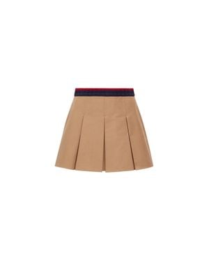 Moncler Moncler Cotton Gabardine Pleated Mini Skirt - Natural