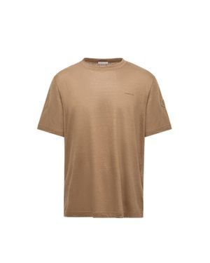 Moncler Logo Linen T-Shirt - Natural