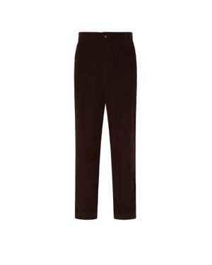 Moncler Moncler Leather Logo Corduroy Pants - Brown