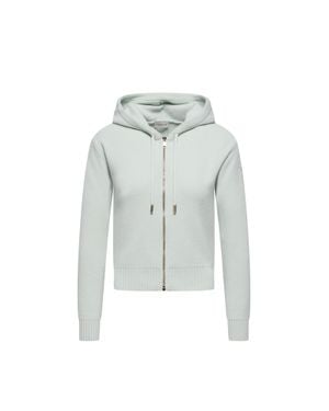 Moncler Moncler Sudadera Con Capucha Y Cremallera De Lana Y Cachemira, Mujer, Talla - Gris