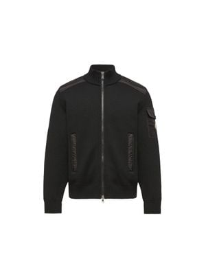 Moncler Moncler Cardigan Zippé Matelassé En Laine, Homme, Taille - Noir