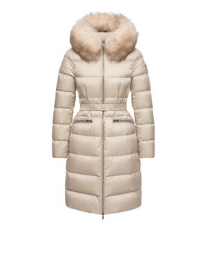 Moncler Moncler Plumífero Largo Con Capucha De Y Ribete De Lana De Oveja Joven Boedic, Mujer, Talla - Neutro