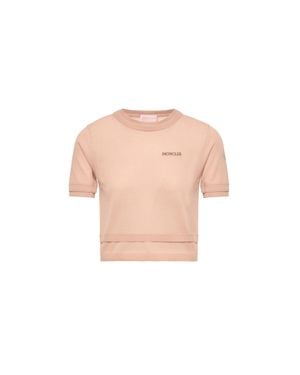 Moncler Moncler Double-Trimmed Cotton T-Shirt - Pink