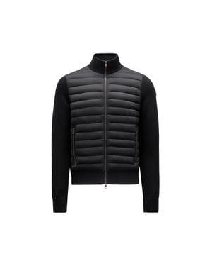 Moncler Padded Crêpe Cotton Zip-Up Cardigan - Black