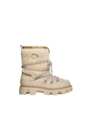 Moncler Peak Après Suede & Shearling Boots - Natural