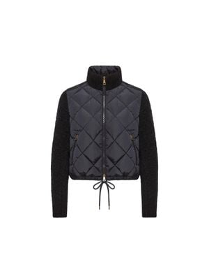 Moncler Moncler Cardigan Matelassé Zippé En Coton Mélangé, Femme, Taille - Noir