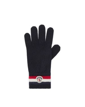 Moncler Tricolour Wool Gloves - Black