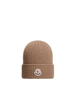 Moncler Moncler Tricot Wool Blend Beanie - Brown
