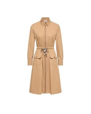 Moncler Moncler Cotton Blend Knee-Length Dress - Natural