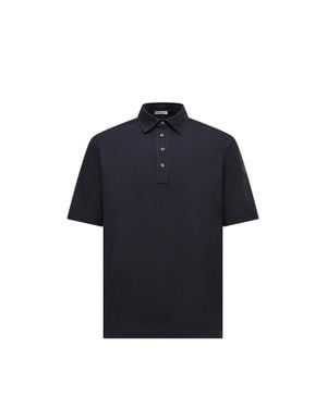 Moncler Polo En Coton Et Cachemire - Bleu