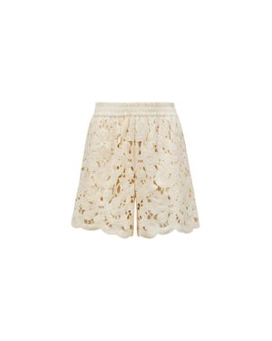 Moncler Floral Macramé Shorts - Natural