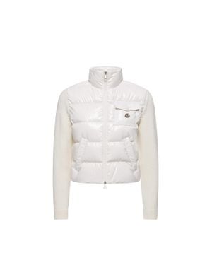 Moncler Moncler Padded Zip-Up Wool Cardigan - White
