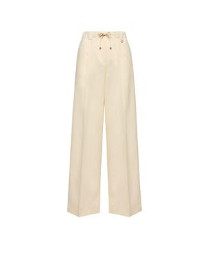 Moncler Moncler Wool Gabardine Tailored Pants - Natural
