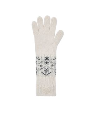 Moncler Moncler Crystal-Embroidered Alpaca & Wool Blend Gloves - White