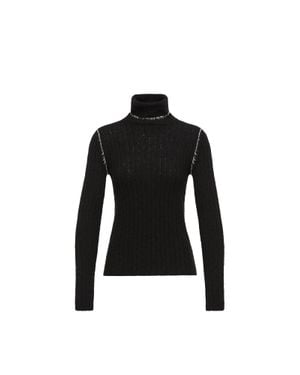 Moncler Moncler Pull À Col Roulé En Laine Mélangée, Femme, Taille - Noir
