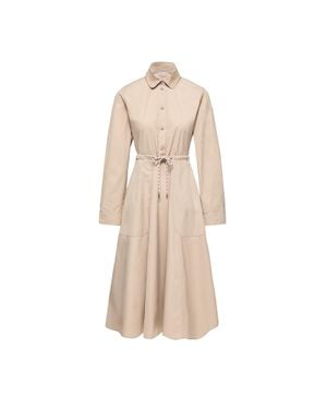 Moncler Moncler Poplin Midi Shirt Dress - Natural