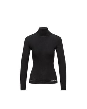 Moncler Logo Wool Polo Neck Jumper - Black