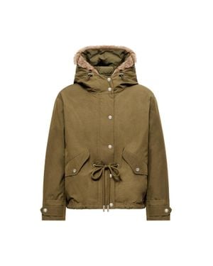 Moncler Moncler Parka Plumífero 3 En Con Ribetes De Lana De Oveja Joven Effraie, Mujer, Talla - Verde