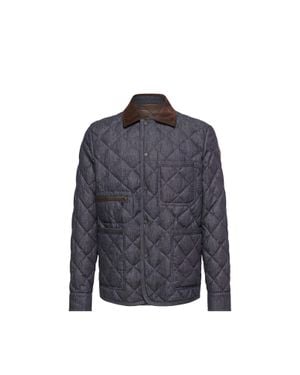 Moncler Moncler Chaqueta Camisera Con Plumón Vaquera Acolchada De Rombos Kryen, Hombre, Talla - Azul