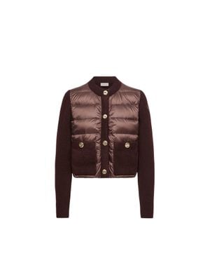 Moncler Moncler Bouclé Wool Blend Padded Cardigan - Brown