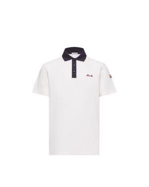 Moncler Moncler Embroidered Logo Cotton Piquet Polo Shirt - White