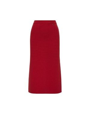 Moncler Moncler Midirock Aus Wolle Und Kaschmir, Damen, Größe - Rot