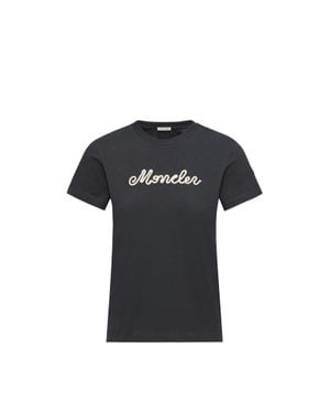 Moncler Moncler Logo Embroidery Cotton T-Shirt - Blue