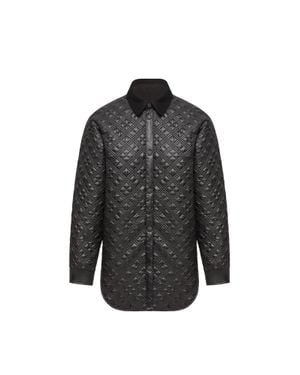 Moncler Giacca Camicia Imbottita Con Bordo - Grigio