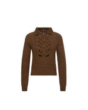 Moncler Moncler Polohemd Aus Einer Woll-Mohair-Mischung, Damen, Größe - Braun