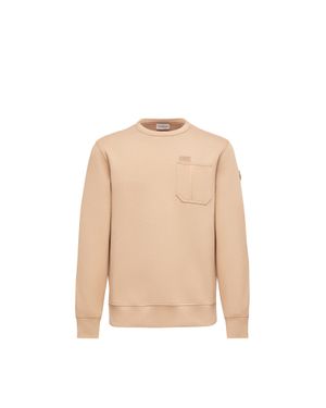 Moncler Moncler Leather Logo Tag Cotton Blend Sweatshirt - Natural