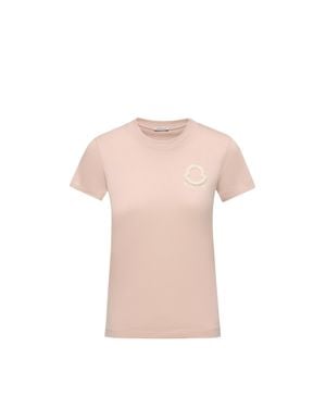 Moncler Moncler Embroidered Logo Cotton T-Shirt - Pink