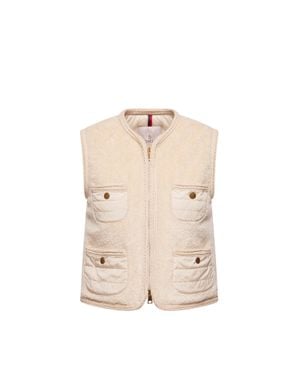 Moncler Moncler Mimosas Braided Trim Teddy Down Gilet - Natural